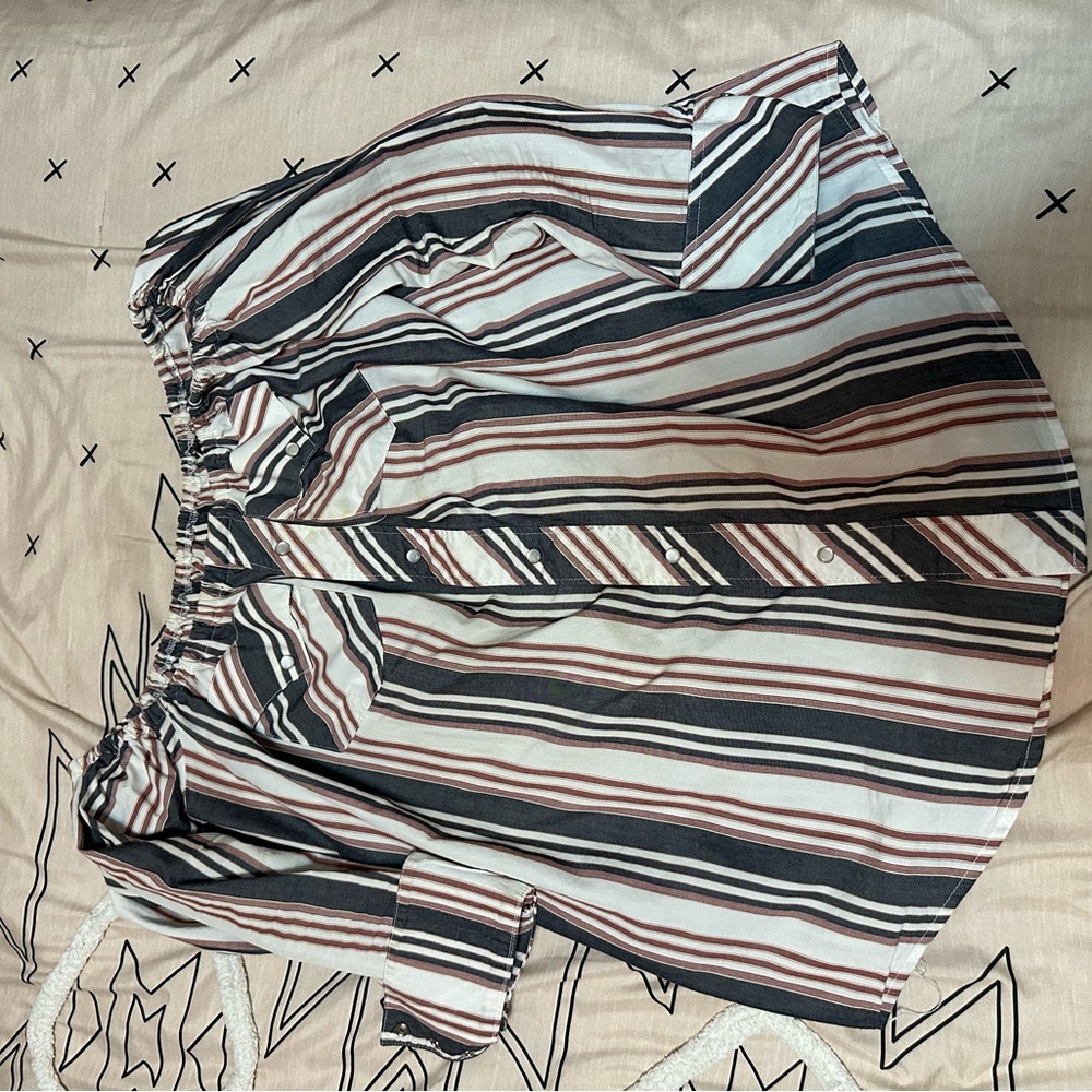 Custom repurposed vintage pearl snap. Off the shoulder